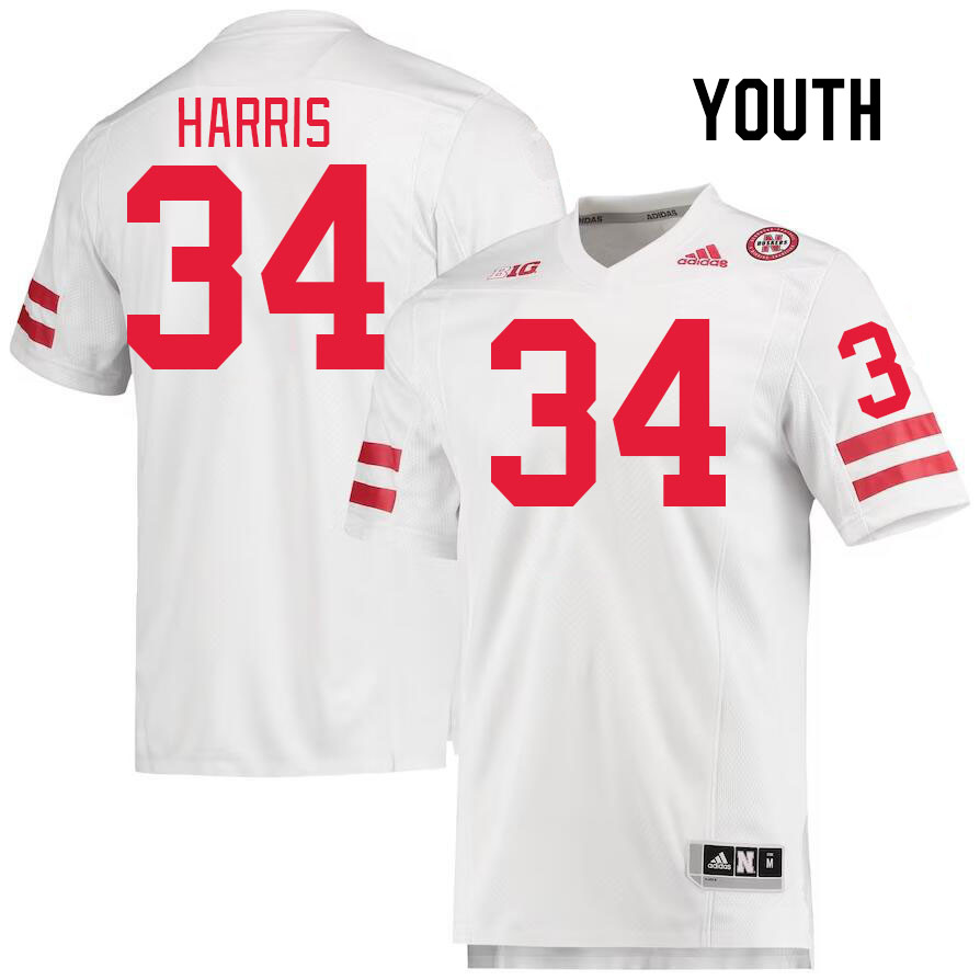 Youth #34 Isaiah Harris Nebraska Cornhuskers College Football Jerseys Stitched Sale-White